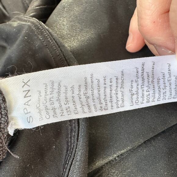 Spanx Faux Leather Moto Legging Black Women's LARGE Ankle Length - Picture 11 of 11